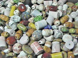 Porcelain Beads Mixed Colors, Mixed Shapes, Mixed Sizes 1/4 POUND - £5.55 GBP
