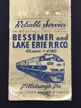 Vintage BLE Bessemer &amp; Lake Erie Railroad Pittsburgh PA Gold Matchbook C... - £6.71 GBP