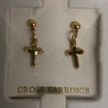 Cross 14 Kt Gold Overlay Pair Earrings New - £6.86 GBP