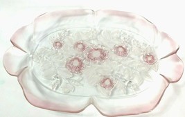 Mikasa 16&quot; Tray Crystal Rosella Pink Ruffled Vtg Raised Floral  - $47.98