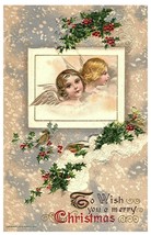 Vintage John Winsch To Wish You a Merry Christmas Angels Embossed Postcard 1911 - £27.25 GBP