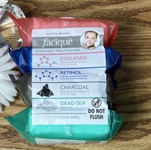 Assorted Makeup Cleansing Wipes Variety Pack -Collagen Retinol Dead Sea ... - $5.87