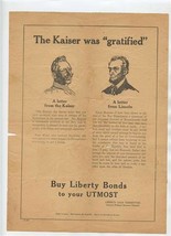 Kaiser was Gratified A Letter From the Kaiser &amp; From Lincoln Buy Liberty Bonds  - £14.28 GBP
