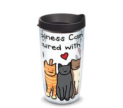 Tervis Happiness Can Be Measured With Cats 16 oz. Tumbler W/ Black Lid NEW - £9.61 GBP