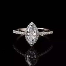 2Ct Good Marquise Cut Natural Moissanite Gemstone 14K White Gold Wedding Ring - £2,038.42 GBP