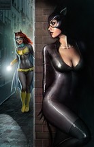 12x18&quot; Nathan Szerdy SIGNED DC Comics Batman Art Print ~ Batgirl &amp; Catwoman - £20.23 GBP