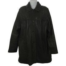 Vtg Andrew Marc New York Women Leather Jacket L Dark Brown Button Up Winter - £46.98 GBP
