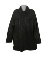 Vtg Andrew Marc New York Women Leather Jacket L Dark Brown Button Up Winter - £47.18 GBP
