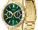 Hugo Boss HB1513923 Allure Herren Gold &amp; Grün Edelstahl Chrono Uhr verpackt - £119.58 GBP