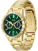 Hugo Boss HB1513923 Allure Herren Gold &amp; Grün Edelstahl Chrono Uhr verpackt - £119.67 GBP
