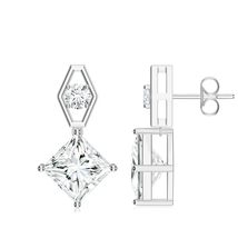 KICKY &amp; PERKY 925 Sterling Silver Princess Shape Moissanite Stone Studde... - $229.00