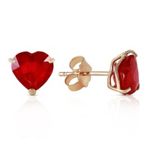 2.9 Carat 14K Solid Yellow Gold Stud Gemstone Earrings w/ Natural Heart Rubies - £266.00 GBP