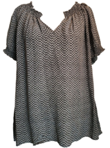 Joie Smocked Short Sleeve Top Womens S Black Check Relax Fit Silk Blouse... - $429.09 MXN