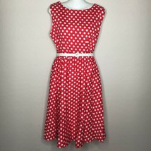 New Light Fashion Womens Red White Polka Dot Sleeveless Dress White Belt... - $39.99