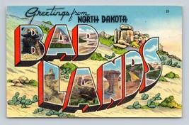 Large Letter Greetings From Bad Lands North Dakota ND UNP Chrome Postcard M15 - $3.91