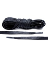 55&quot; = 140cm BLACK flat waxed boot laces for 5 6 7 eyelets boots shoes 1/... - $23.42