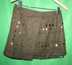 Nanette Lepore Green Embellished Discovery Mini Skirt Size Women's 2 Wool Blend - £94.95 GBP