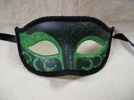 Green Glitter Eye Mask Royal Masquerade Ball Venetian Wicked Witch Poiso... - $183.51 MXN
