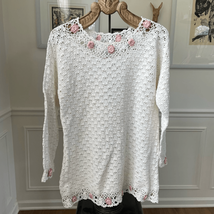 Vintage 80s Denim Republic Grannycore Cottagecore Pastel Floral Sweater S - $23.04