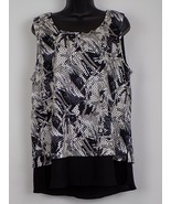 Style & Co Black White Women Size L Crochet Overlay Lined Tank Top Shirt FLAW - £6.19 GBP