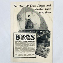 Vintage 1923 Brown&#39;s Bronchial Troche Cough and Voice Lozenges Print Ad - $6.62