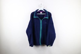 Vintage 90s LL Bean Womens 2XL Distressed Spell Out Full Zip Fleece Jacket USA - £31.51 GBP