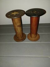 2 Vintage Large Industrial Textile Mill Wooden Spool Bobbins 6.5” Candle... - £15.06 GBP