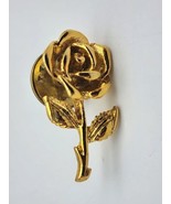 Rose Flower Stem and Leaves Lapel Pin (A28) - $9.99
