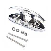 Boat Flip Up Cleat Dock Folding Stainless Steel W/Fasteners (Silver, 4-1/2&quot; 1 Pi - £27.13 GBP