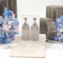Kendra Scott Ana Floral Fringe Rhodium Drop Dangle Statement Earrings NWT - $73.76