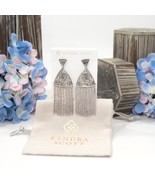 Kendra Scott Ana Floral Fringe Rhodium Drop Dangle Statement Earrings NWT - £58.82 GBP