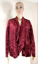 Vince Camuto Dark Red Velvet Draped Open Cardigan Jacket Womens Size Medium - $33.99