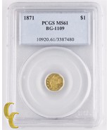1871 California Fractionnel Or Dollar (PCGS MS-61 ) Octogonal BG-1109 - $3,621.33 CAD