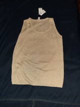 Chico&#39;s Size 2 Shimmer Isadora Tank Sleeveless Sweater Pullover Gold Nugget NWT - £23.45 GBP