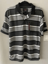 NEW Striped Polo Shirt-Basics’ by Reset-Grey/Black Large Mens - $6.14