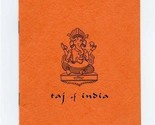 Taj of India Menu Pacific Avenue San Francisco California 1960&#39;s - £68.53 GBP