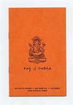 Taj of India Menu Pacific Avenue San Francisco California 1960&#39;s - £68.53 GBP