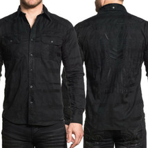Affliction Undertake Eagle Metal Stud Men Long Sleeve Button Up Shirt Black M-XL - £63.07 GBP