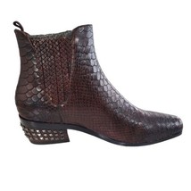 Donald Pliner Milann Studded Heel Leather Bootie Dark Brown Vintage Pyth... - £115.85 GBP