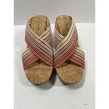 Lucky Brand Womens Mykayla Cork Wedge Sandal Pink Ivory Open Toe Shoes S... - $27.45