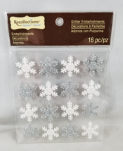 Recollections Glitter Snowflake Embellishment Stickers Silver White Scrapbooking - £4.04 GBP
