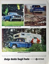 Dodge Builds Tough Trucks Chrysler Weekends Off-1965 Vintage Print Ad - $180.98 MXN