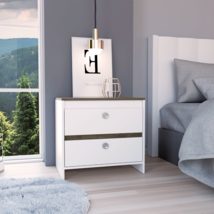 Modern Nightstand w/ 2 Drawers - White/Dark Brown - $148.99