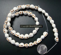 skull beads mini white Howlite 8mm skull beads 50pcs 16 inch strand FPB184 - £1.54 GBP