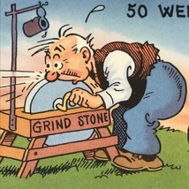 Humorous Vintage Postcard Grind Stone Work Job Funny Cartoon Art - $8.95