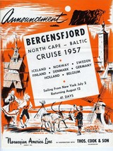 Norwegian American 1957 Bergensfjord North Cape Baltic Cruise Brochure D... - £31.66 GBP