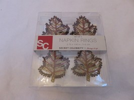 Secret Celebrity beaded Fall leaf napkin rings set 4 NIB - £14.30 GBP