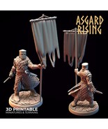 3D Printed Asgard Rising Medieval Knight Standard Bearer 32mm Ragnarok D&amp;D - $10.97 CAD+