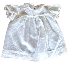 VTG 1950s Baby Girl White Nylon Dotted Swiss Party Dress Sz 1T As Found ... - $24.95