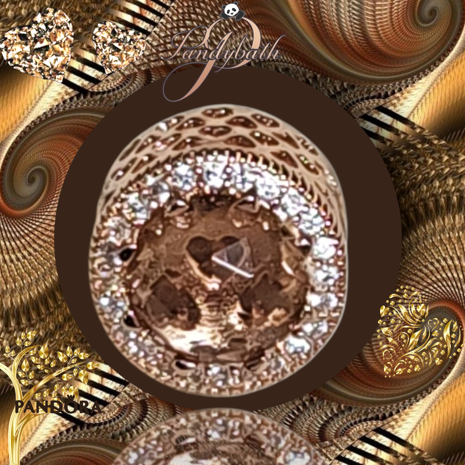 Pandora Rose Gold Radiant Hearts Charm Brown Bead Charm US SELLER Item image 5